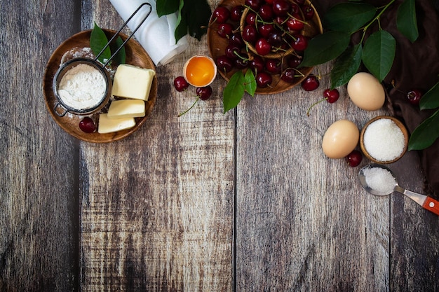 Rustic kitchen counter with ingredients